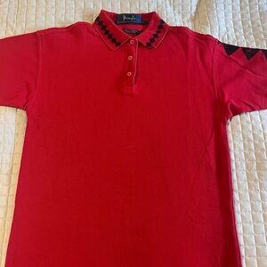 Pringle Vibrant Red Polo Shirt with Black Accents S